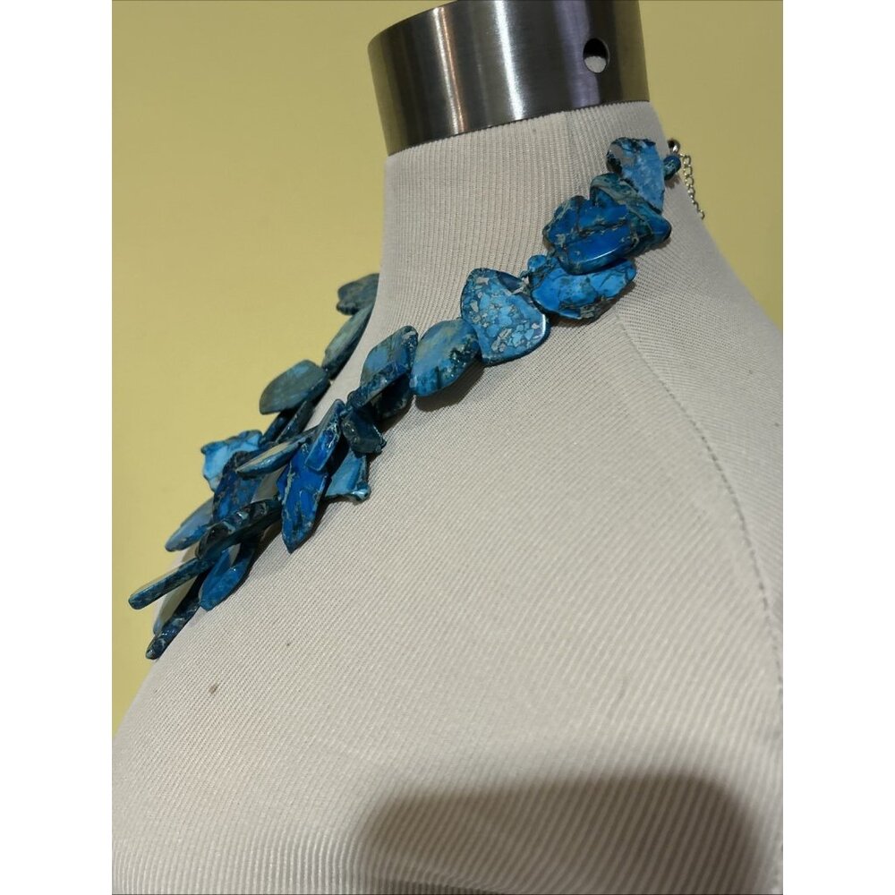 LUC Lucas Lameth Chunky Blue Jasper Necklace .925 Sterling Silver Heavy Boho - Picture 8 of 16